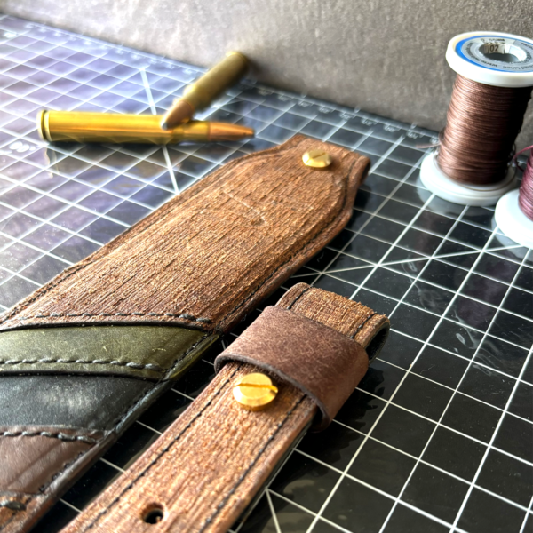 Brown Grid Leather Strap