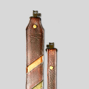 Brown Bison Leather Gun Strap with Accents