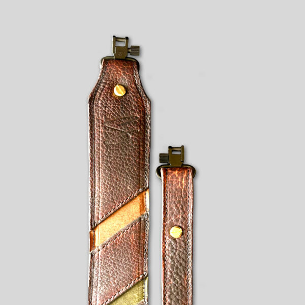 Brown Bison Leather Gun Strap with Accents