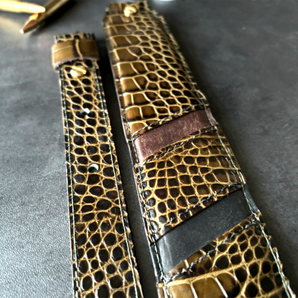 Green Embossed Crocodile Leather Gun Strap