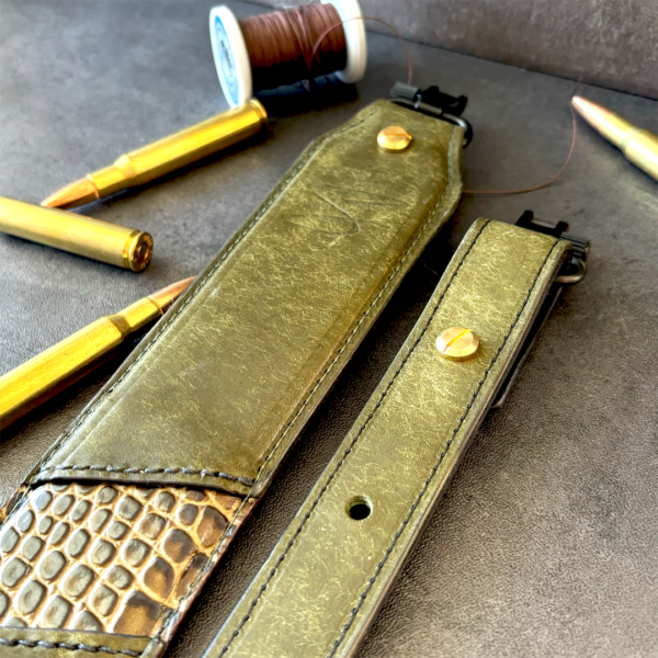 Green w/ Embossed Croc Leather Gun Strap