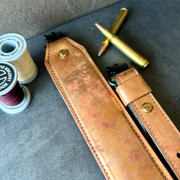 Rustic Gold Leather Gun Strap