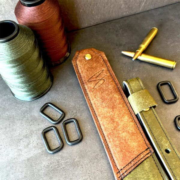 Green and Brown Leather Rifle Sling