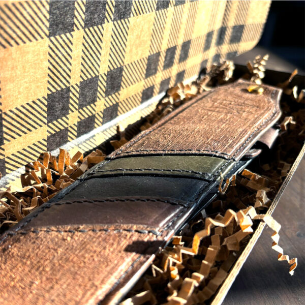 Chestnut Brown Grid Leather Gun Strap - Image 3