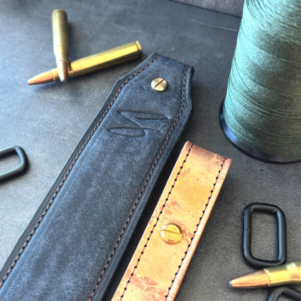 Navy Blue with Rose Gold Leather Rifle Sling